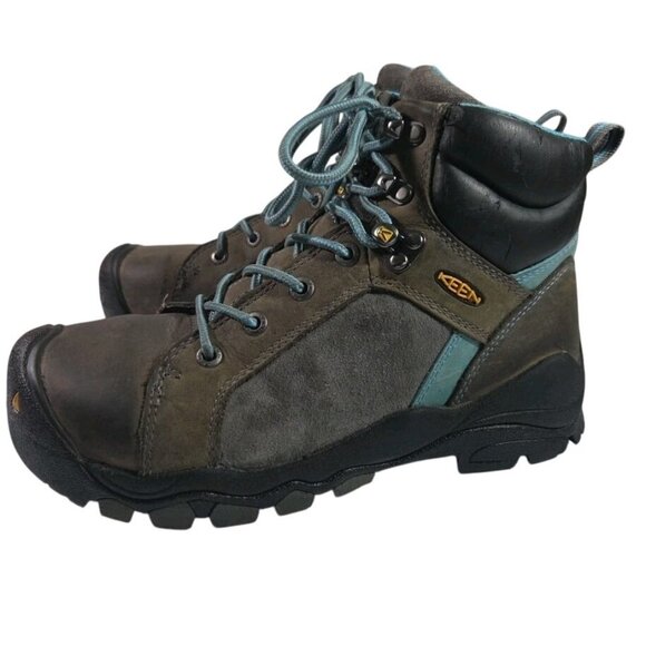 Keen Womens Salem Mid WP Steel Safety Toe Mid Work Boots Sz 7 Brown & Blue - Picture 1 of 8